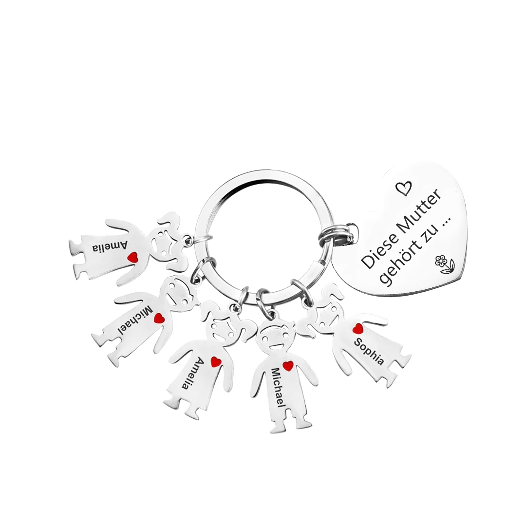 Damen Personalisierter Name & Geburtsblume PU Leder Geldbörse & 5 Namen Schlüsselanhänger Geschenkbox Set für Mama Mutter