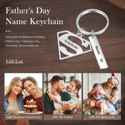 Personalisierbarer Text & 1 Name Papa werden geschaffen weil Kinder warhe Helden brauchen Schlüsselanhänger-Geschenk mit Nachrichtenkarte