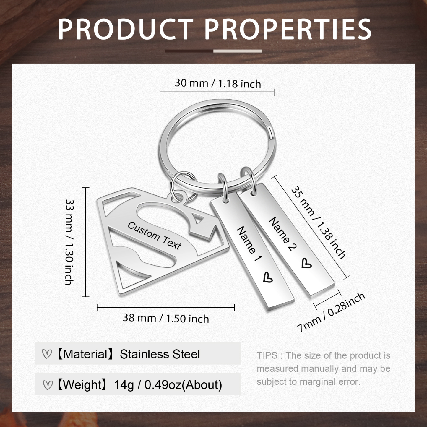 Personalisierbarer Text & 2 Namen Papa werden geschaffen weil Kinder warhe Helden brauchen Schlüsselanhänger-Geschenk mit Nachrichtenkarte