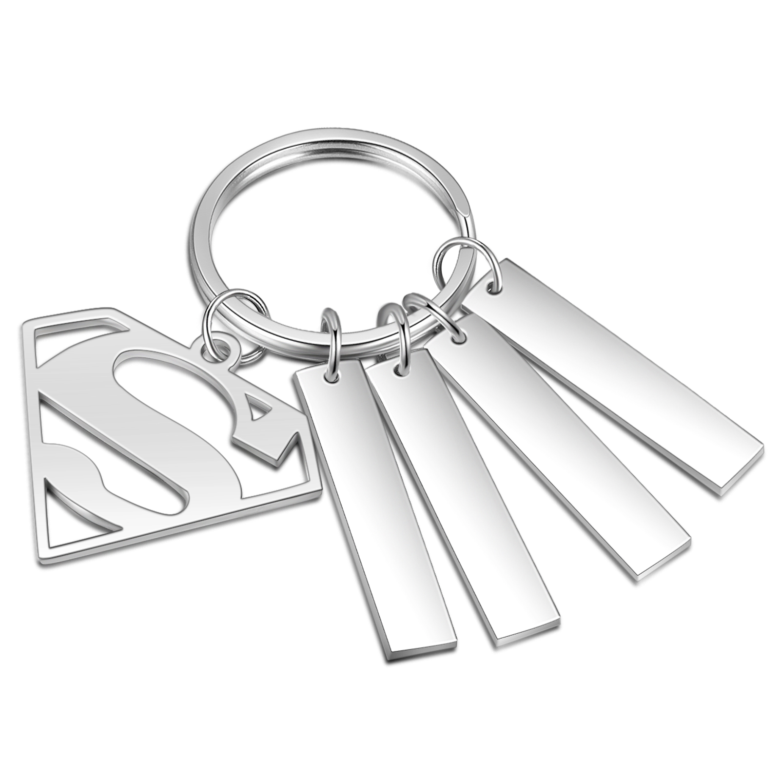 Personalisierbarer Text & 4 Namen Papa werden geschaffen weil Kinder warhe Helden brauchen Schlüsselanhänger-Geschenk mit Nachrichtenkarte