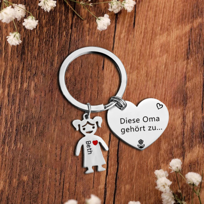 Personalisierter 1 Name & Muster PU-Leder Portemonnaie & 1 Name Herz Schlüsselanhänger -Diese tolle Oma gehört zu- Geldbörse & Schlüsselanhänger Geschenkbox Set für Oma Großmutter