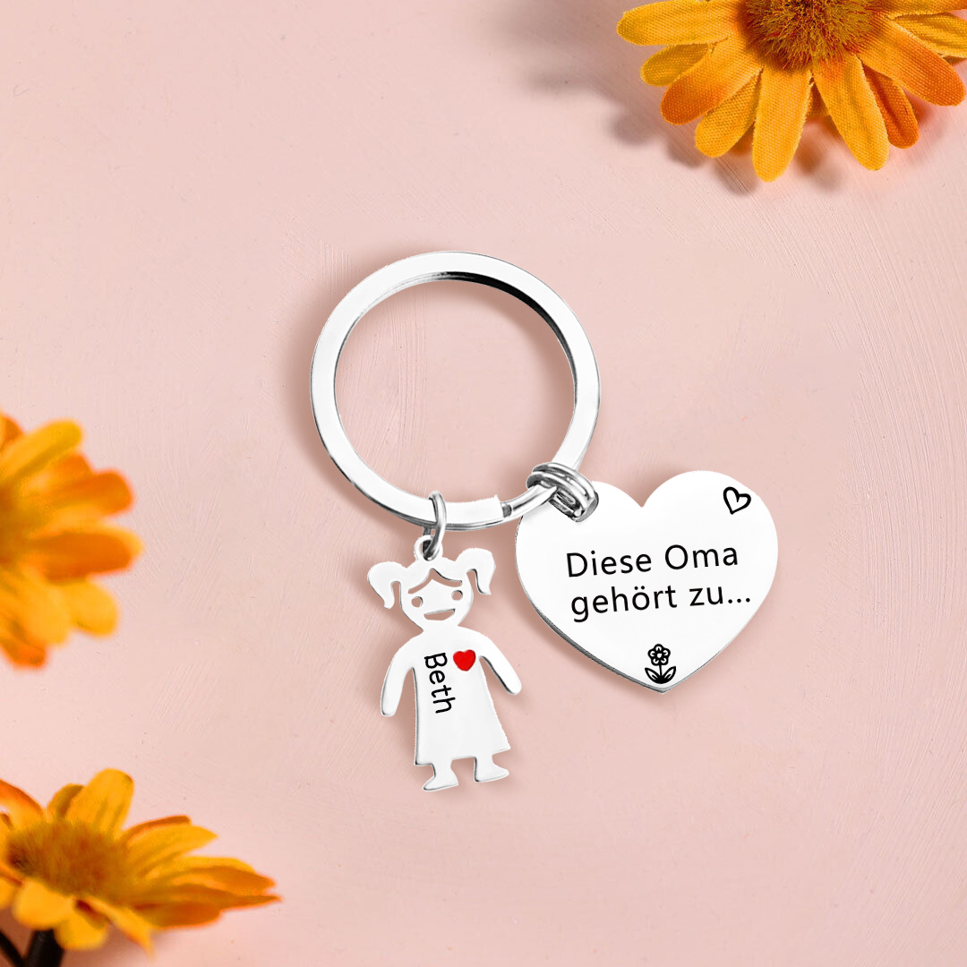 Personalisierter 1 Name & Muster PU-Leder Portemonnaie & 1 Name Herz Schlüsselanhänger -Diese tolle Oma gehört zu- Geldbörse & Schlüsselanhänger Geschenkbox Set für Oma Großmutter