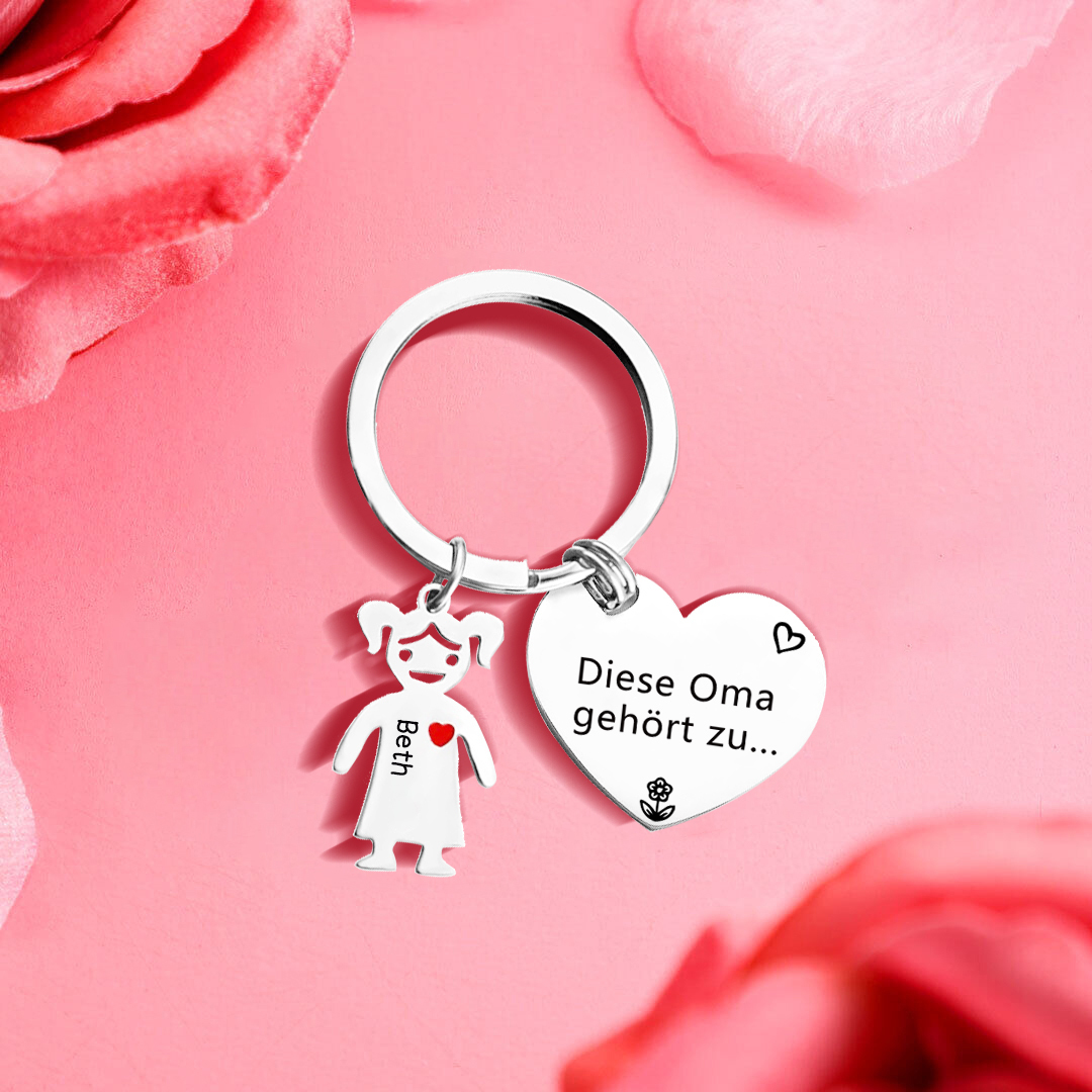 Personalisierter 1 Name & Muster PU-Leder Portemonnaie & 1 Name Herz Schlüsselanhänger -Diese tolle Oma gehört zu- Geldbörse & Schlüsselanhänger Geschenkbox Set für Oma Großmutter