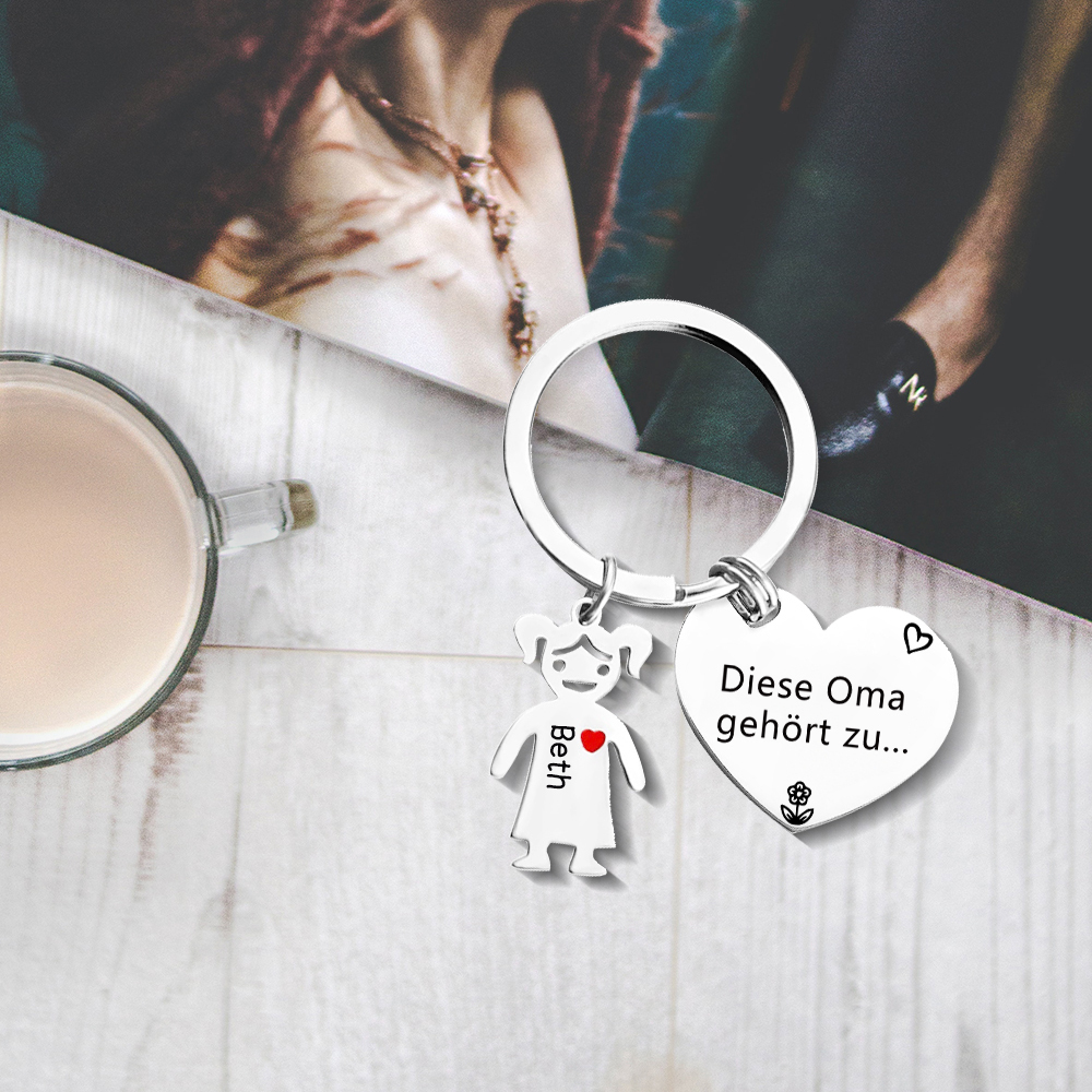 Personalisierter 1 Name & Muster PU-Leder Portemonnaie & 1 Name Herz Schlüsselanhänger -Diese tolle Oma gehört zu- Geldbörse & Schlüsselanhänger Geschenkbox Set für Oma Großmutter