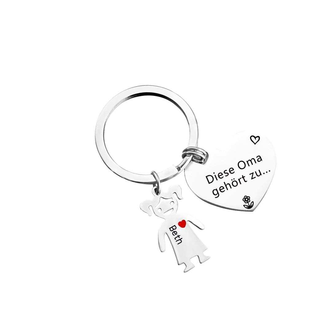 Personalisierter 1 Name & Muster PU-Leder Portemonnaie & 1 Name Herz Schlüsselanhänger -Diese tolle Oma gehört zu- Geldbörse & Schlüsselanhänger Geschenkbox Set für Oma Großmutter