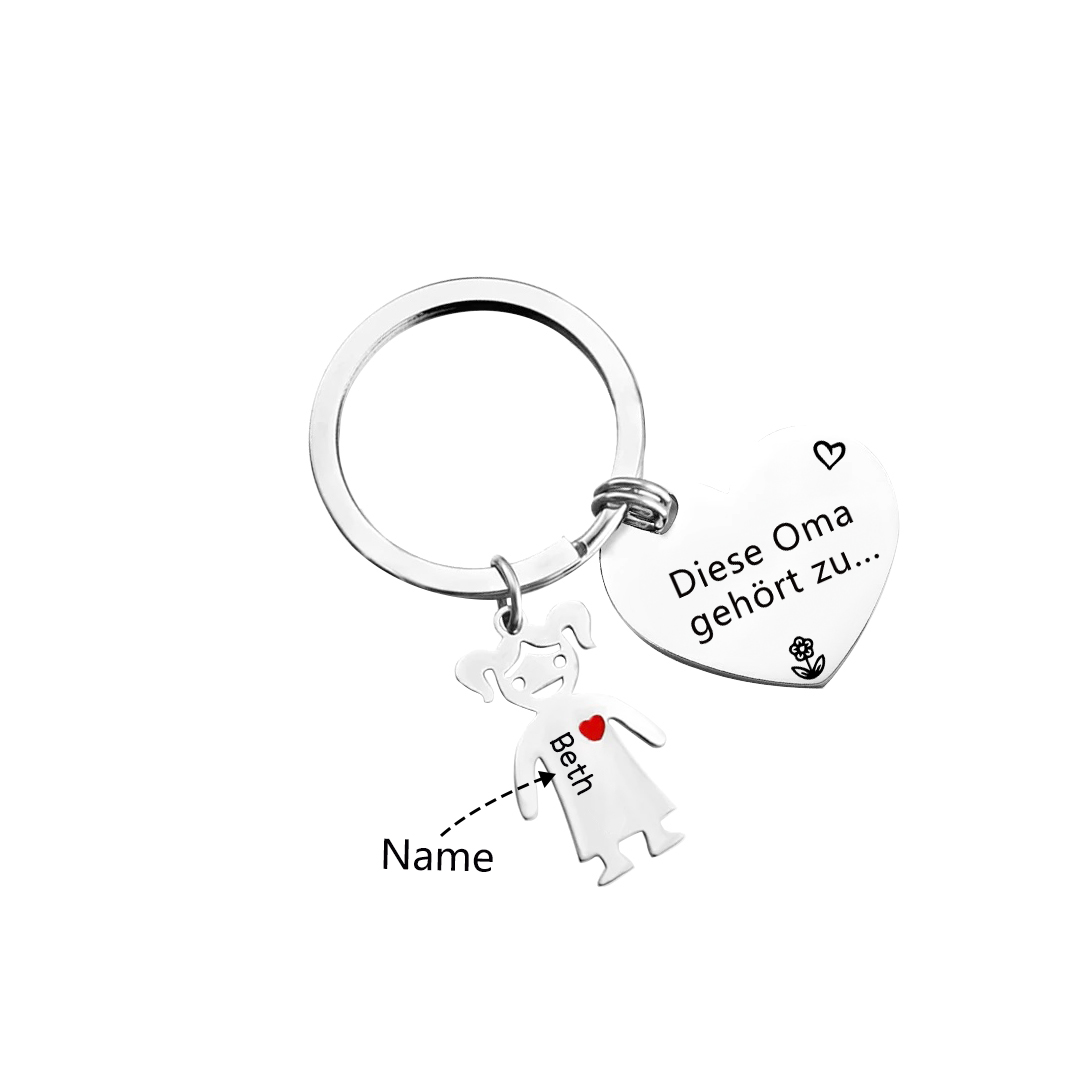 Personalisierter 1 Name & Muster PU-Leder Portemonnaie & 1 Name Herz Schlüsselanhänger -Diese tolle Oma gehört zu- Geldbörse & Schlüsselanhänger Geschenkbox Set für Oma Großmutter