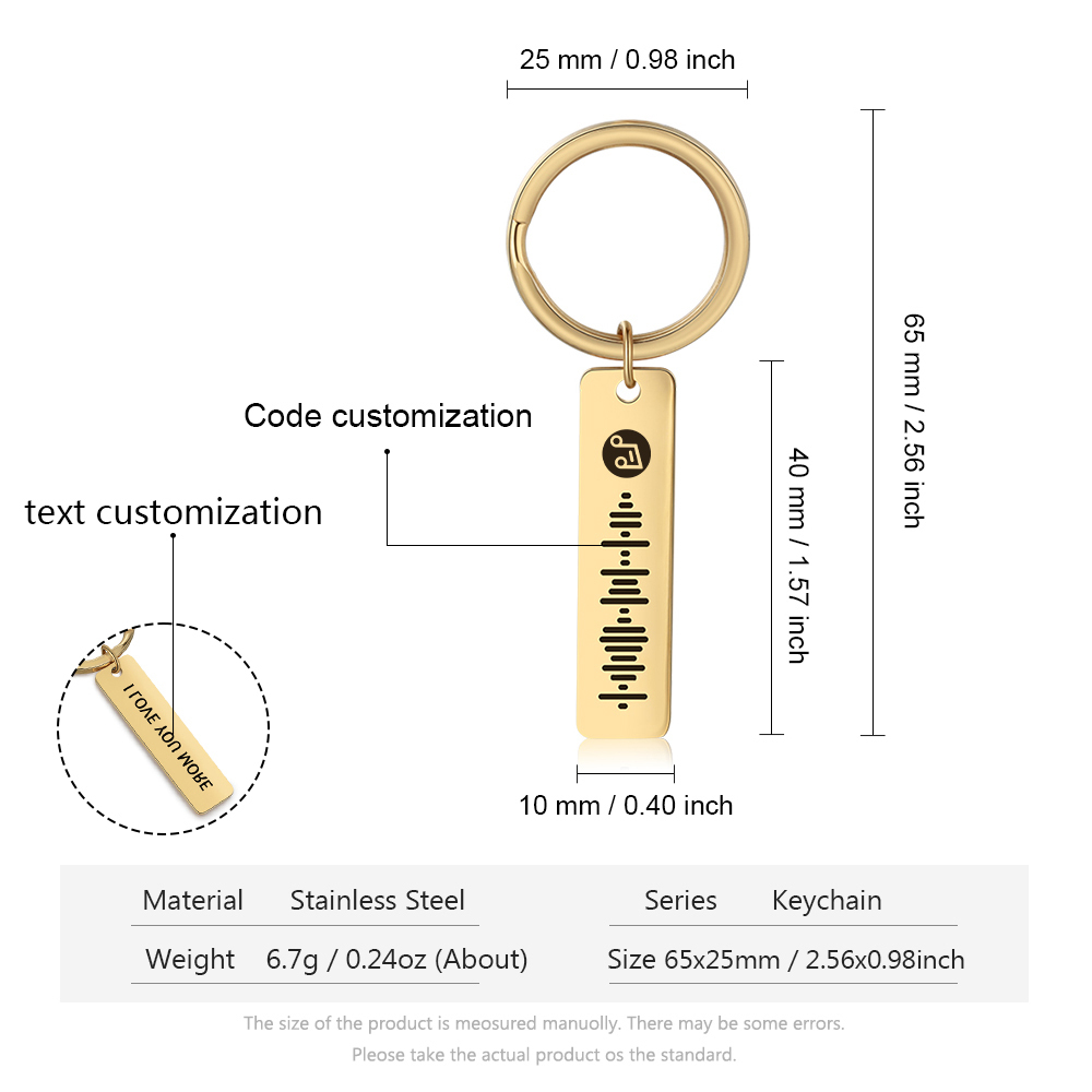 Scannbare Spotify Code Schlüsselanhänger Personalisierbare Text Musik Schlüsselanhänger