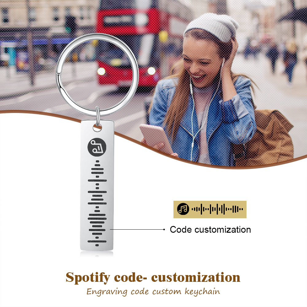 Scannbare Spotify Code Schlüsselanhänger Personalisierbare Text Musik Schlüsselanhänger