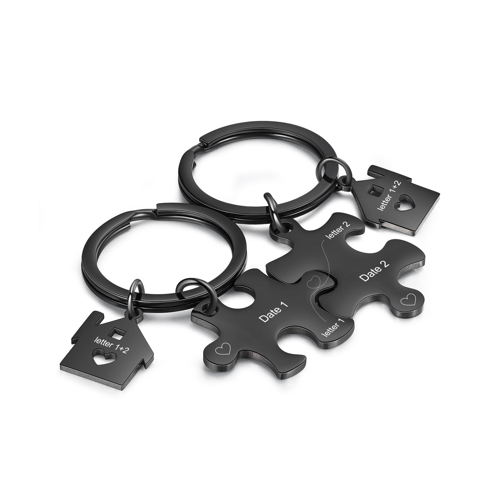 Kettenmachen Personalisierte 2 Buchstaben & Datum Puzzle Metall Schlüsselanhänger 14.99