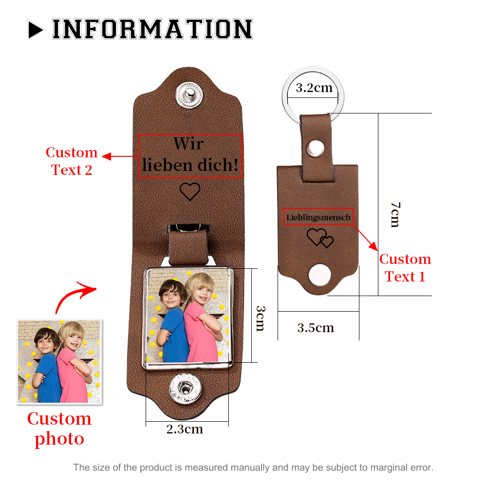 Personalisierte Foto & Name & Buchstabe Geldbörse & Foto & 2 Texte Schlüsselanhänger & Stift Geschenkbox Set für Mann Freund