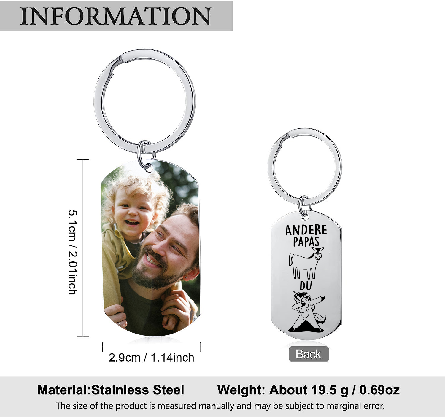 Individueller Schlüsselanhänger mit Ihrem persönlichen Foto - Vater-Kind-Momente zum Mitnehmen