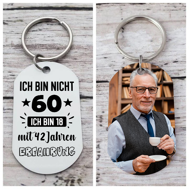Personalisierter Schlüsselanhänger mit Foto und Alter des Großvaters – Eine besondere Erinnerung für ihn