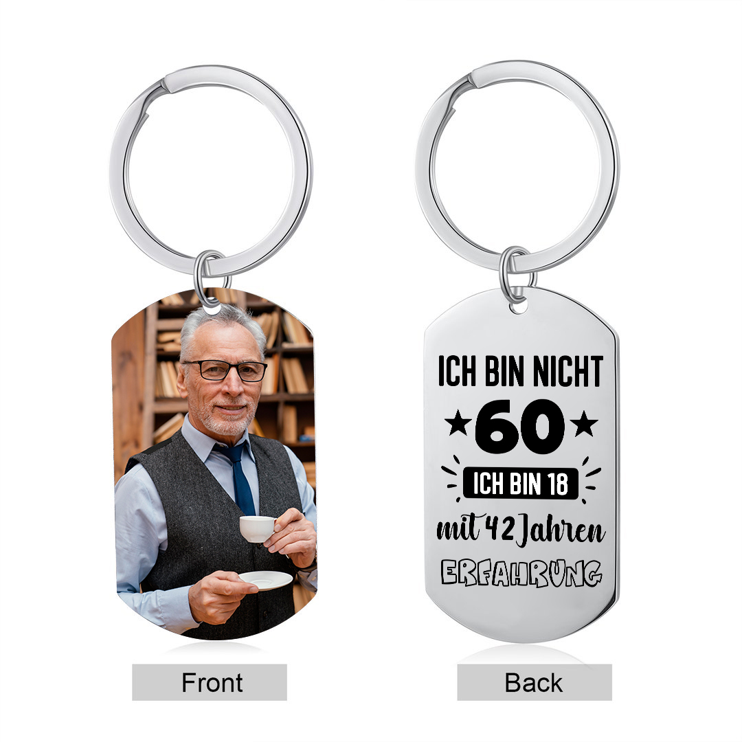 Personalisierter Schlüsselanhänger mit Foto und Alter des Großvaters – Eine besondere Erinnerung für ihn