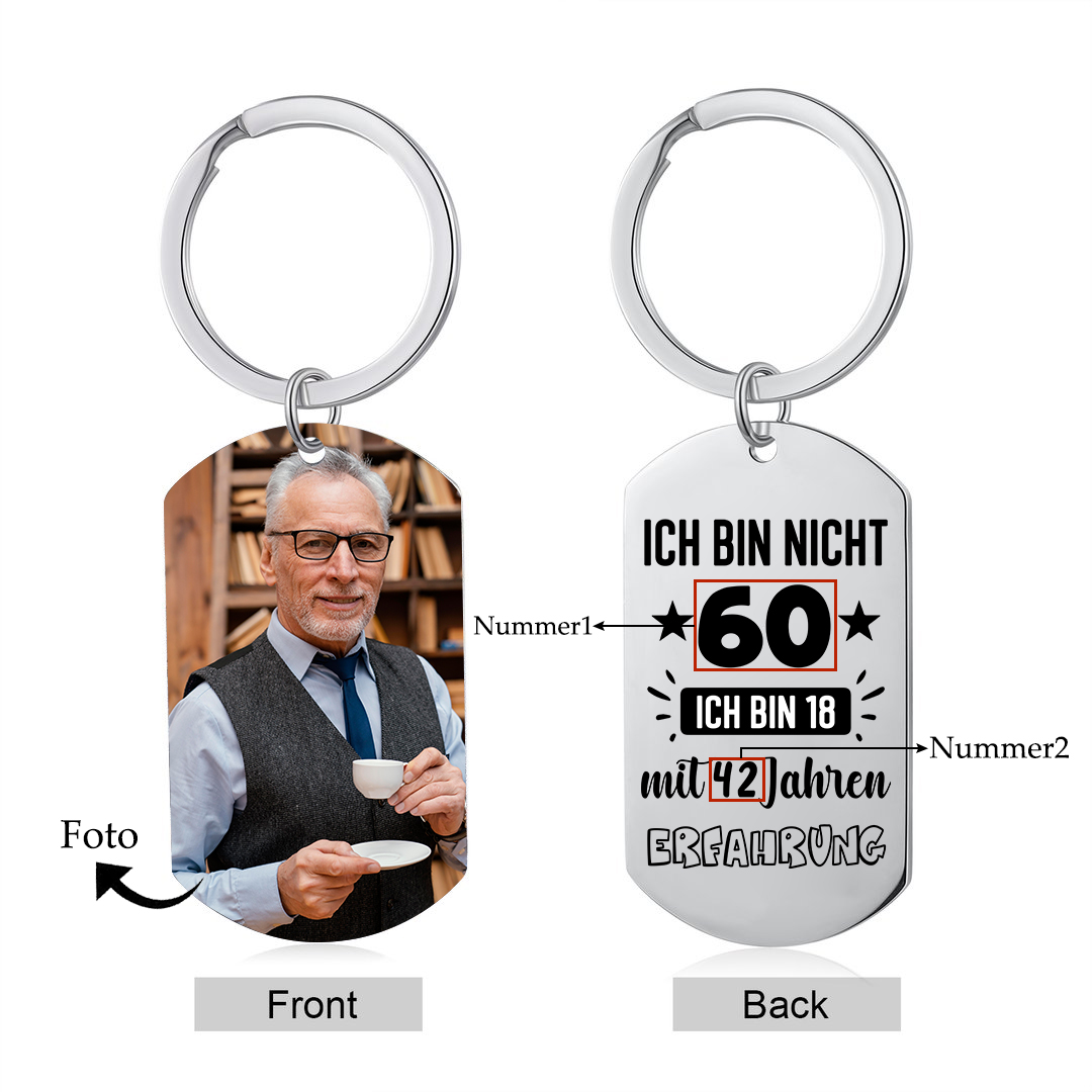 Personalisierter Schlüsselanhänger mit Foto und Alter des Großvaters – Eine besondere Erinnerung für ihn