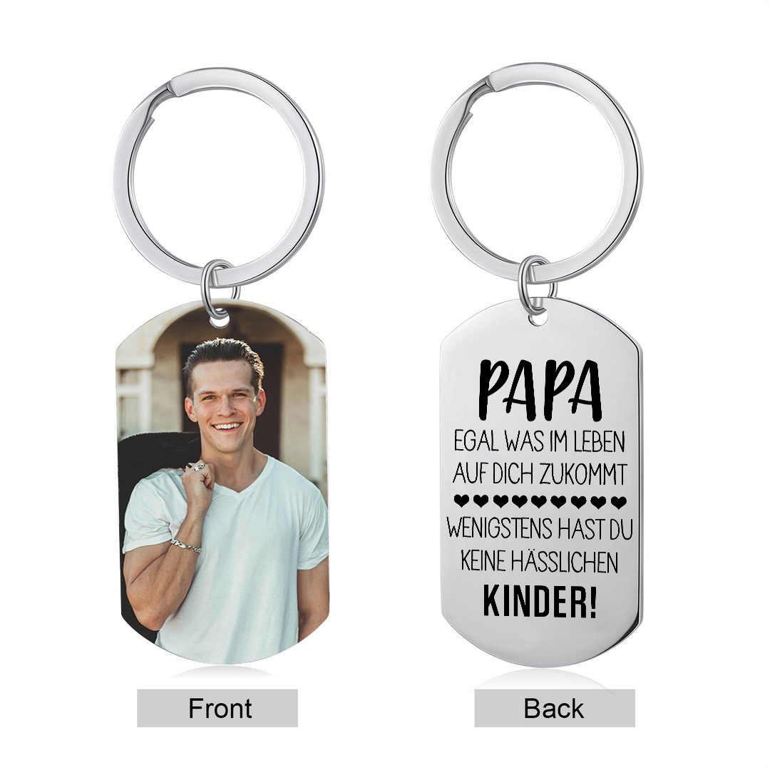 Personalisierter Schlüsselanhänger – Ein humorvolles Geschenk für Papa mit Foto