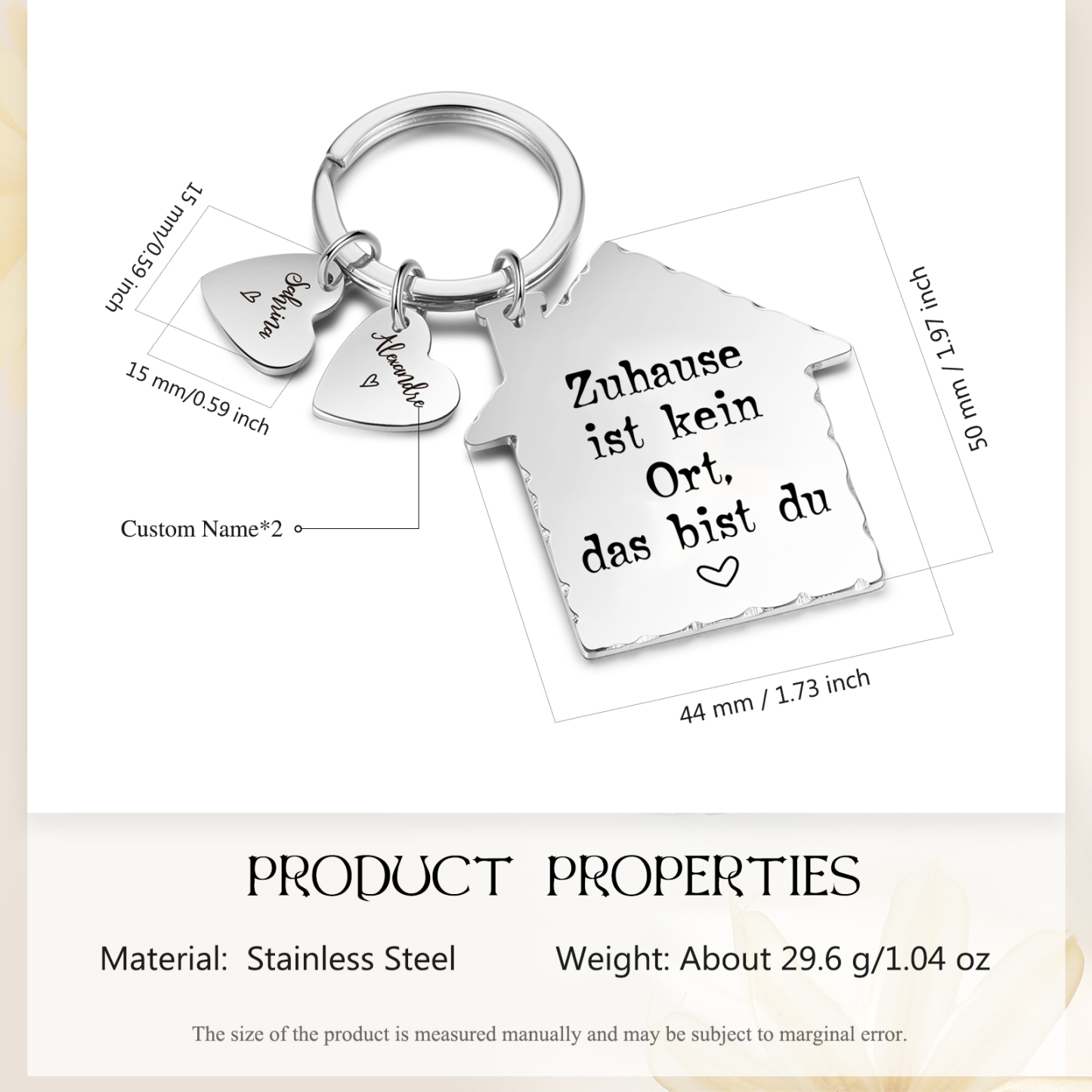 Personalisierbare 2 Namen Hausform Schlüsselanhänger - Zuhause ist kein Ort, das bist du - Geschenk für Paare