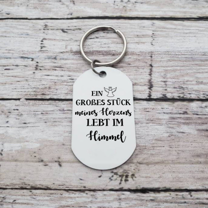Personalisierbares Foto Trauer Schlüsselanhänger-Ein großes Stück meines Herzens lebt im Himmel-Andenken Schlüsselanhänger