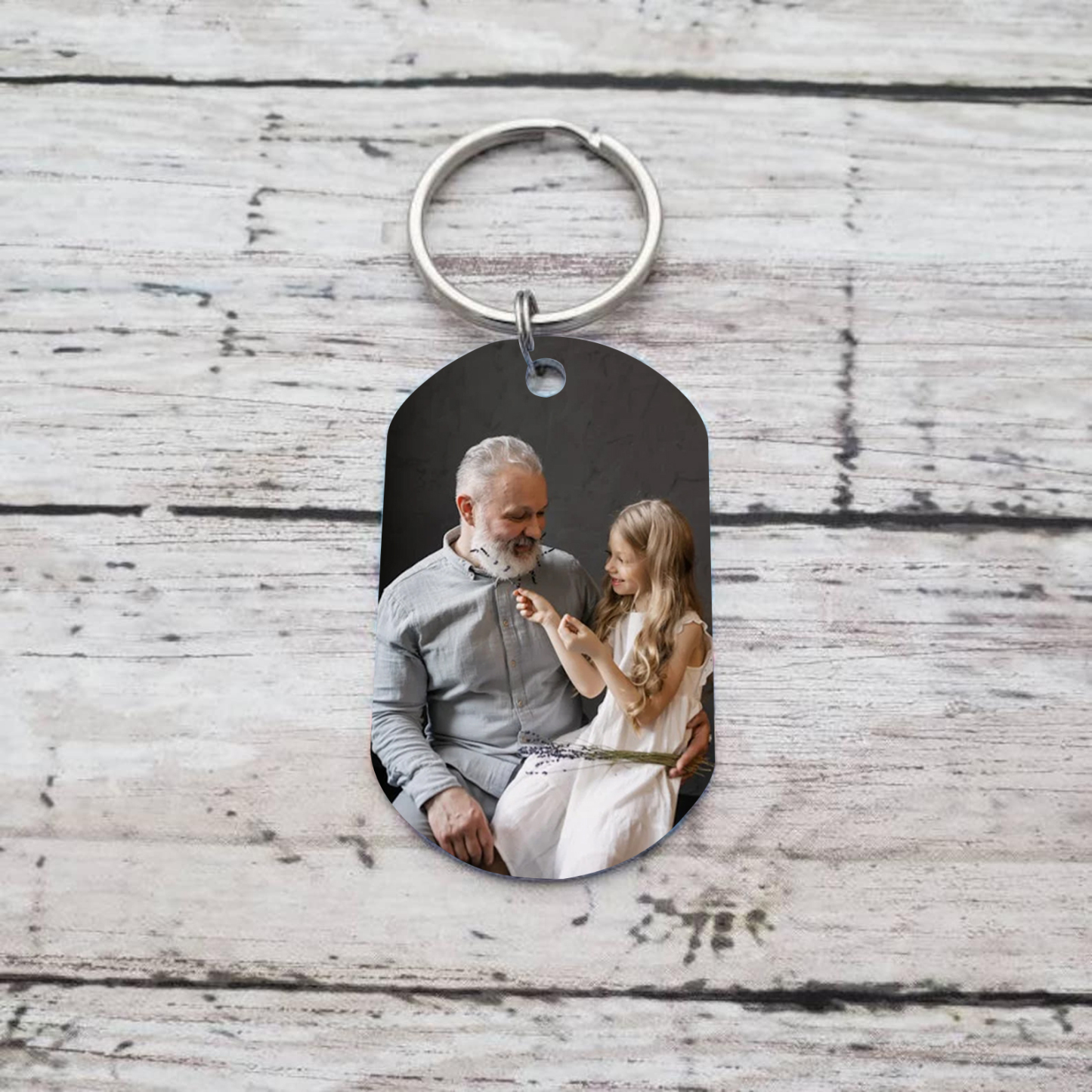 Personalisierbarer Foto & Text Schlüsselanhänger - "Opas Mädchen, Ich war einmal sein Engel, jetzt ist er meiner" – Geschenk für Großvater