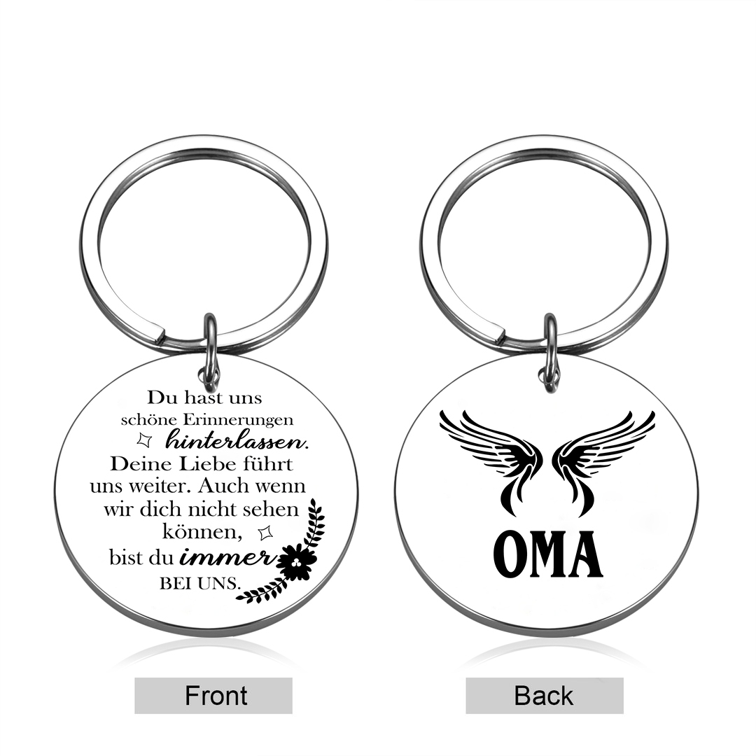 Personalisierbarer 1 Name Schlüsselanhänger mit Gravur -Schöne Erinnerungen hinterlassen- Geschenk für Oma Großmutter