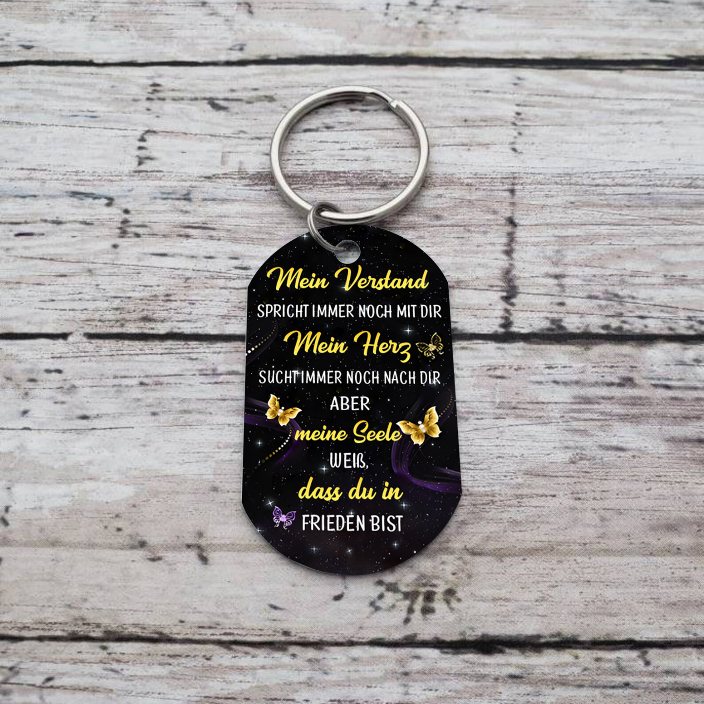 Personalisiertes Foto & Name & Datum Edelstahl Schlüsselanhänger – Mein Verstand spricht immer noch mit dir – Gedenk-Schlüsselanhänger