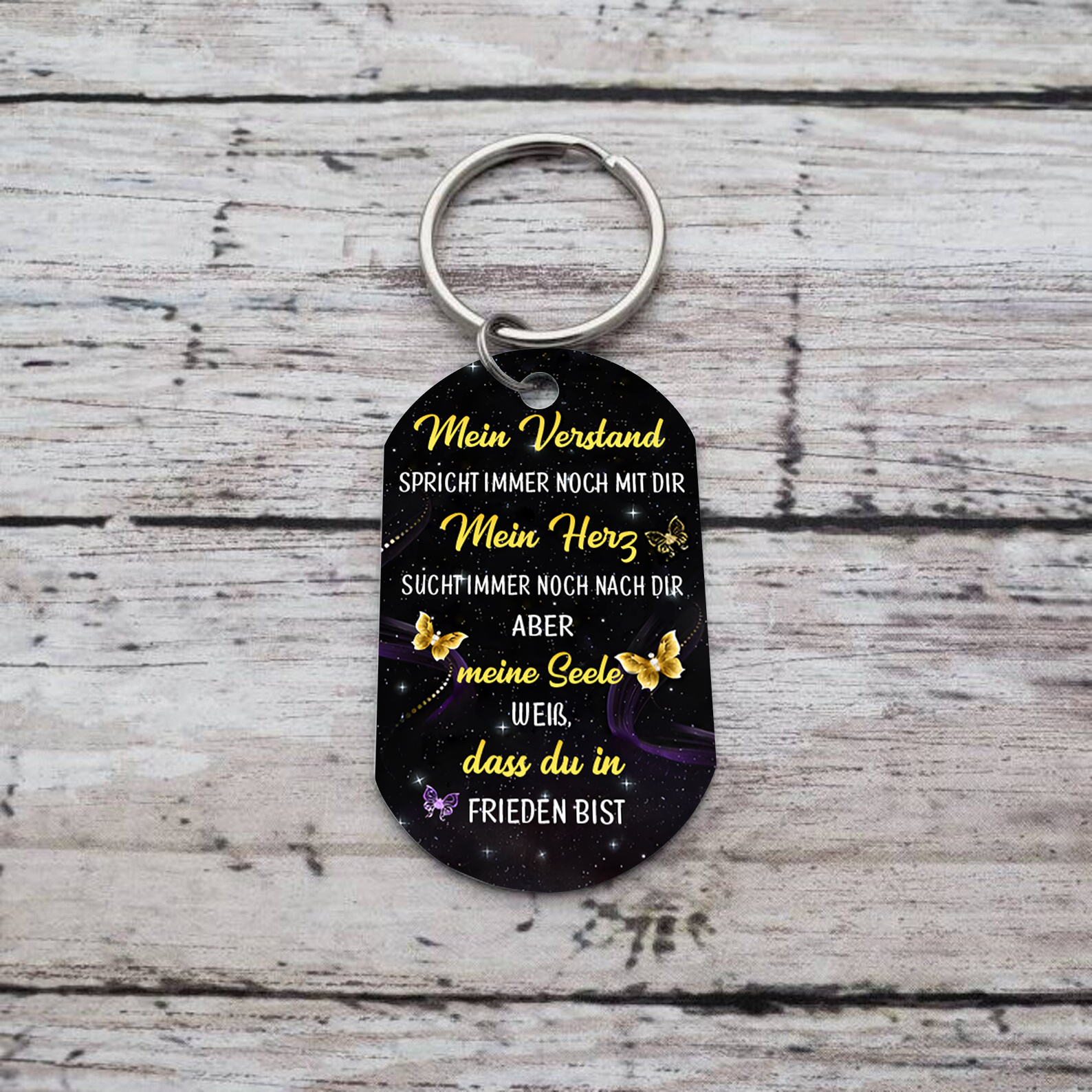 Personalisiertes Foto & Name & Datum Edelstahl Schlüsselanhänger – Mein Verstand spricht immer noch mit dir – Gedenk-Schlüsselanhänger
