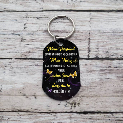 Personalisiertes Foto & Name & Datum Edelstahl Schlüsselanhänger – Mein Verstand spricht immer noch mit dir – Gedenk-Schlüsselanhänger