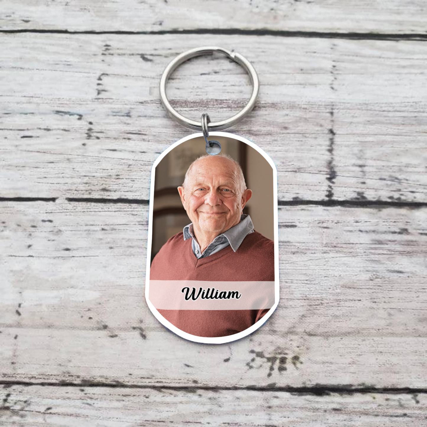 Personalisiertes Foto & Name Schlüsselanhänger –Ich vermisse ihn– Edelstahl Gedenk-Schlüsselanhänger