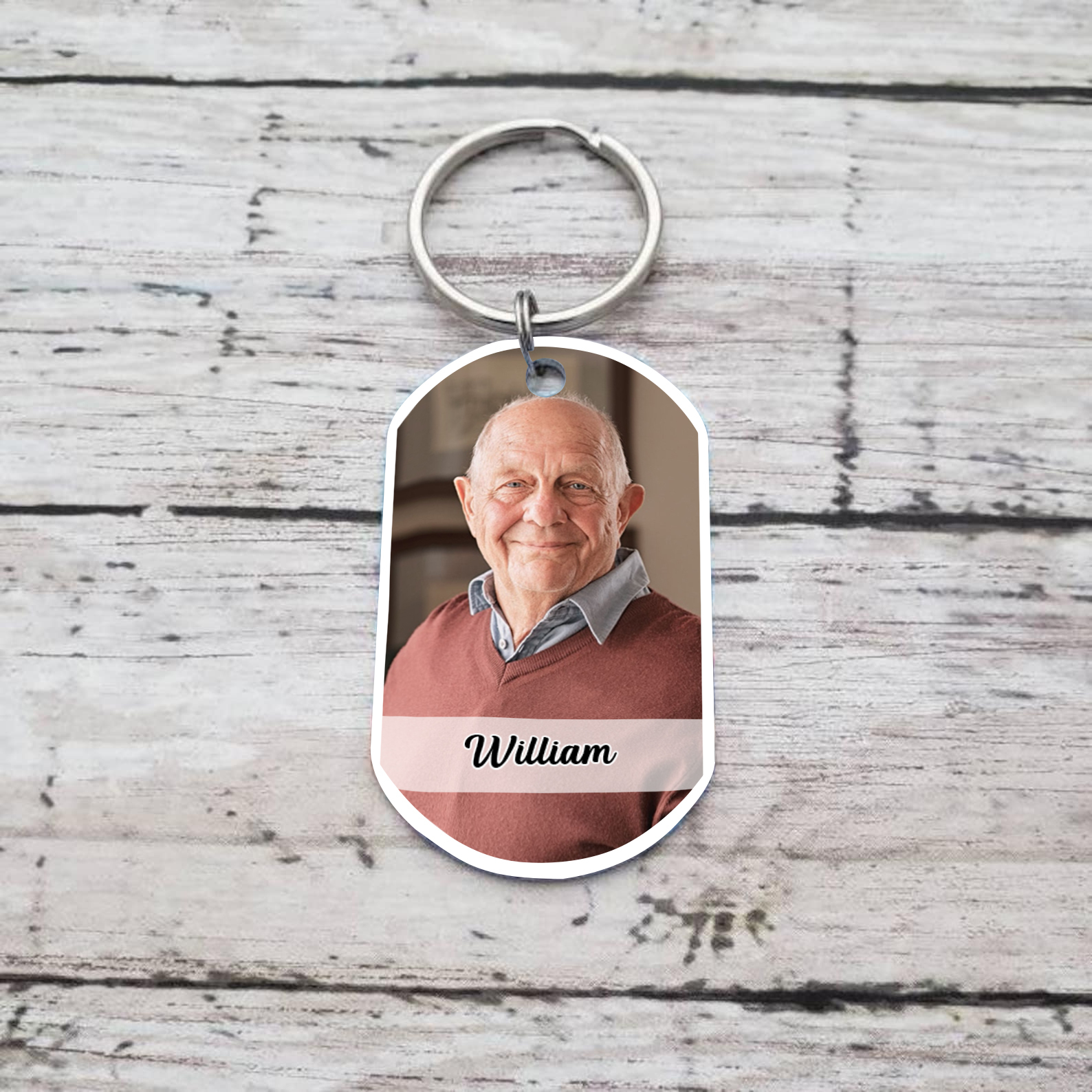 Personalisiertes Foto & Name Schlüsselanhänger –Ich vermisse ihn– Edelstahl Gedenk-Schlüsselanhänger