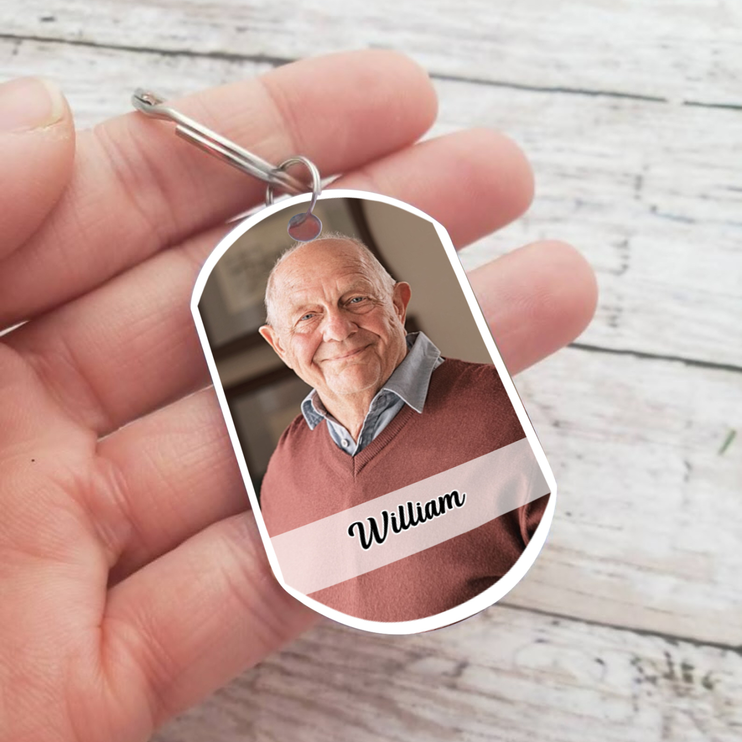 Personalisiertes Foto & Name Schlüsselanhänger –Ich vermisse ihn– Edelstahl Gedenk-Schlüsselanhänger
