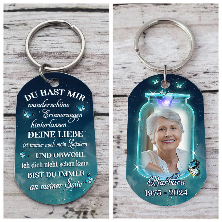 Personalisiertes Foto & Name & Datum Schlüsselanhänger – Bist du immer an meiner Seite – Edelstahl Gedenk-Schlüsselanhänger