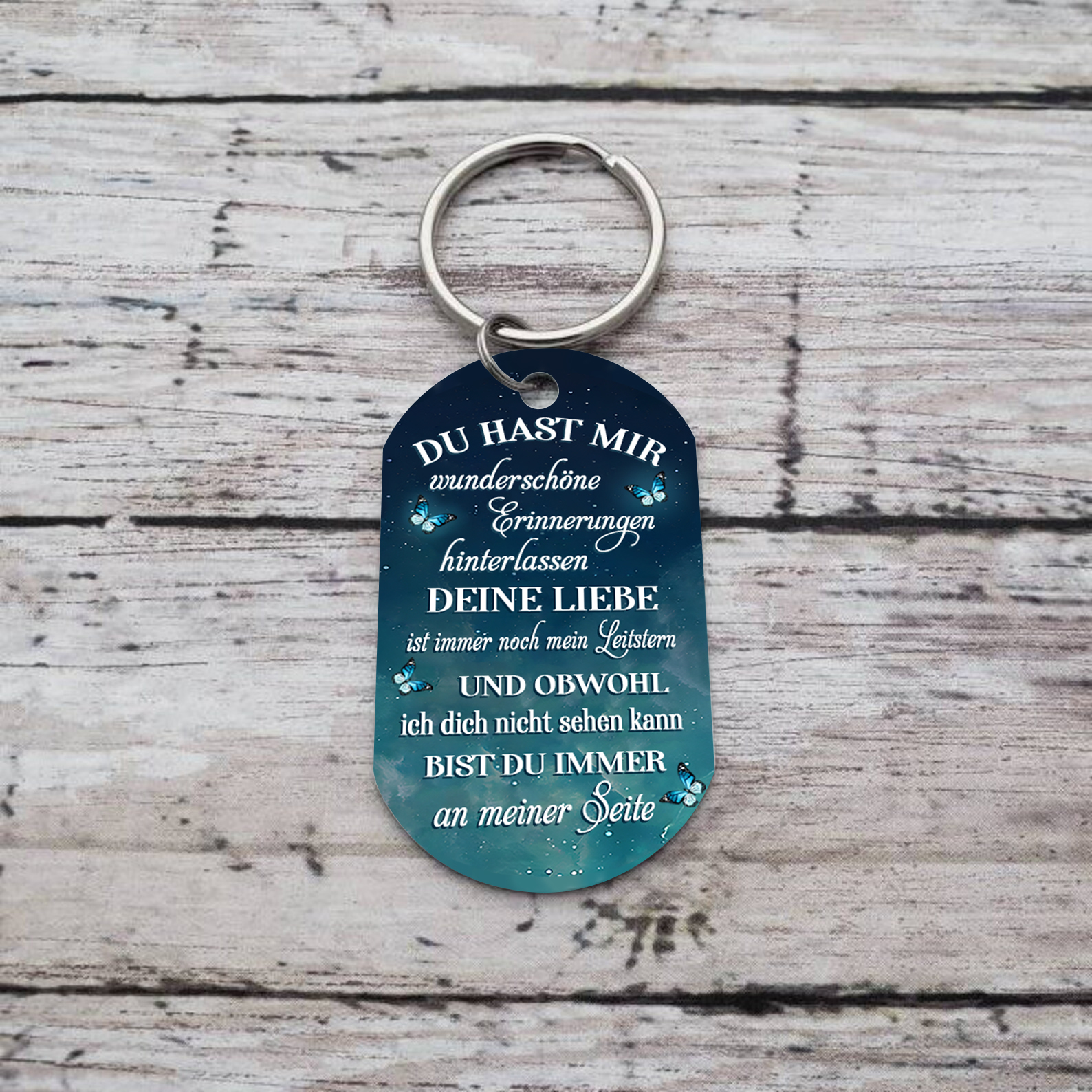 Personalisiertes Foto & Name & Datum Schlüsselanhänger – Bist du immer an meiner Seite – Edelstahl Gedenk-Schlüsselanhänger