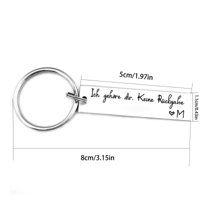 Personalisierter 1 Buchstaben Schlüsselanhänger– Ich gehöre dir. Keine Rückgabe – Edelstahl-Schlüsselanhänger für Paar