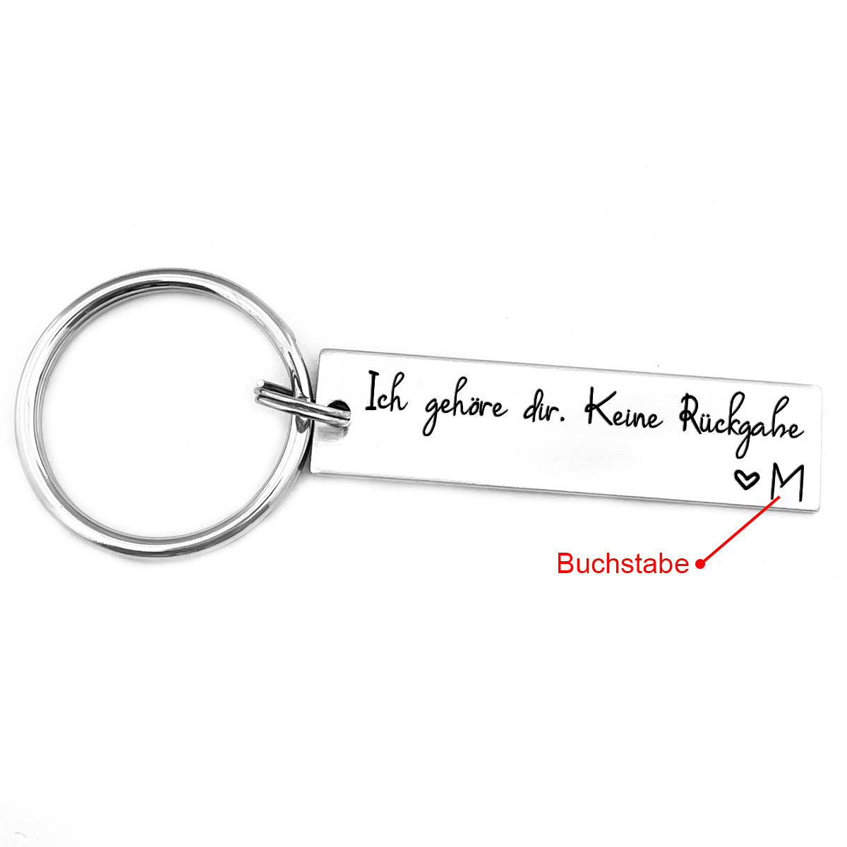 Personalisierter 1 Buchstaben Schlüsselanhänger– Ich gehöre dir. Keine Rückgabe – Edelstahl-Schlüsselanhänger für Paar