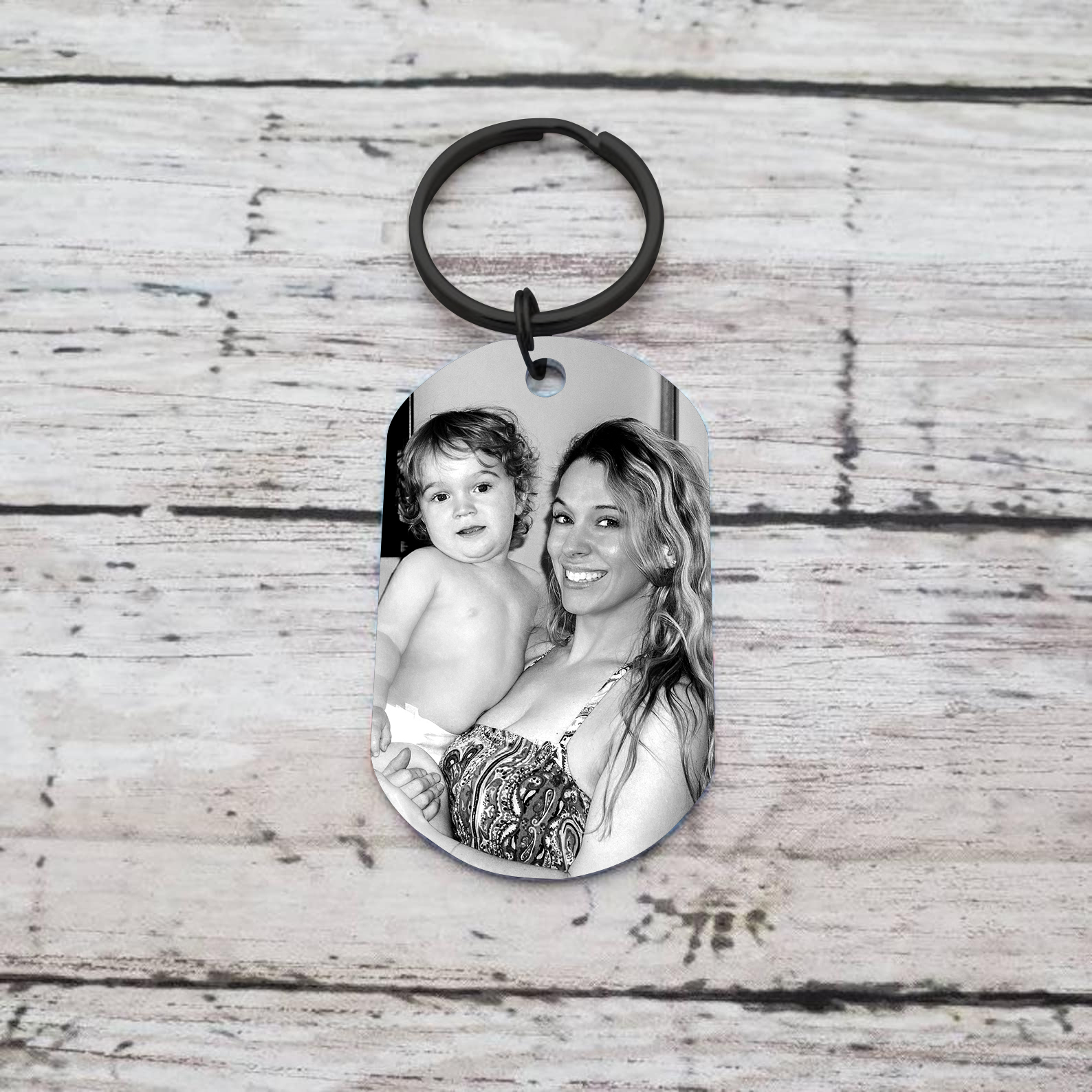 Personalisierbares Foto schwarzer Schlüsselanhänger – Schön, dass es eine Mama wie dich gibt – Geschenk für Mama Mutter