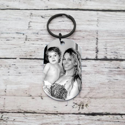 Personalisierbares Foto schwarzer Schlüsselanhänger – Schön, dass es eine Mama wie dich gibt – Geschenk für Mama Mutter