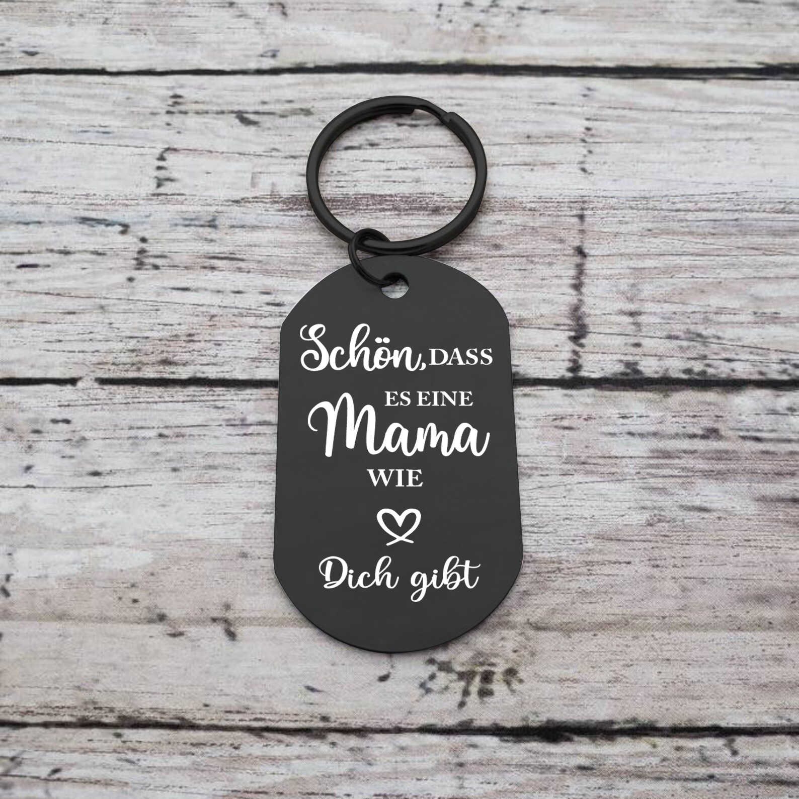 Personalisierbares Foto schwarzer Schlüsselanhänger – Schön, dass es eine Mama wie dich gibt – Geschenk für Mama Mutter