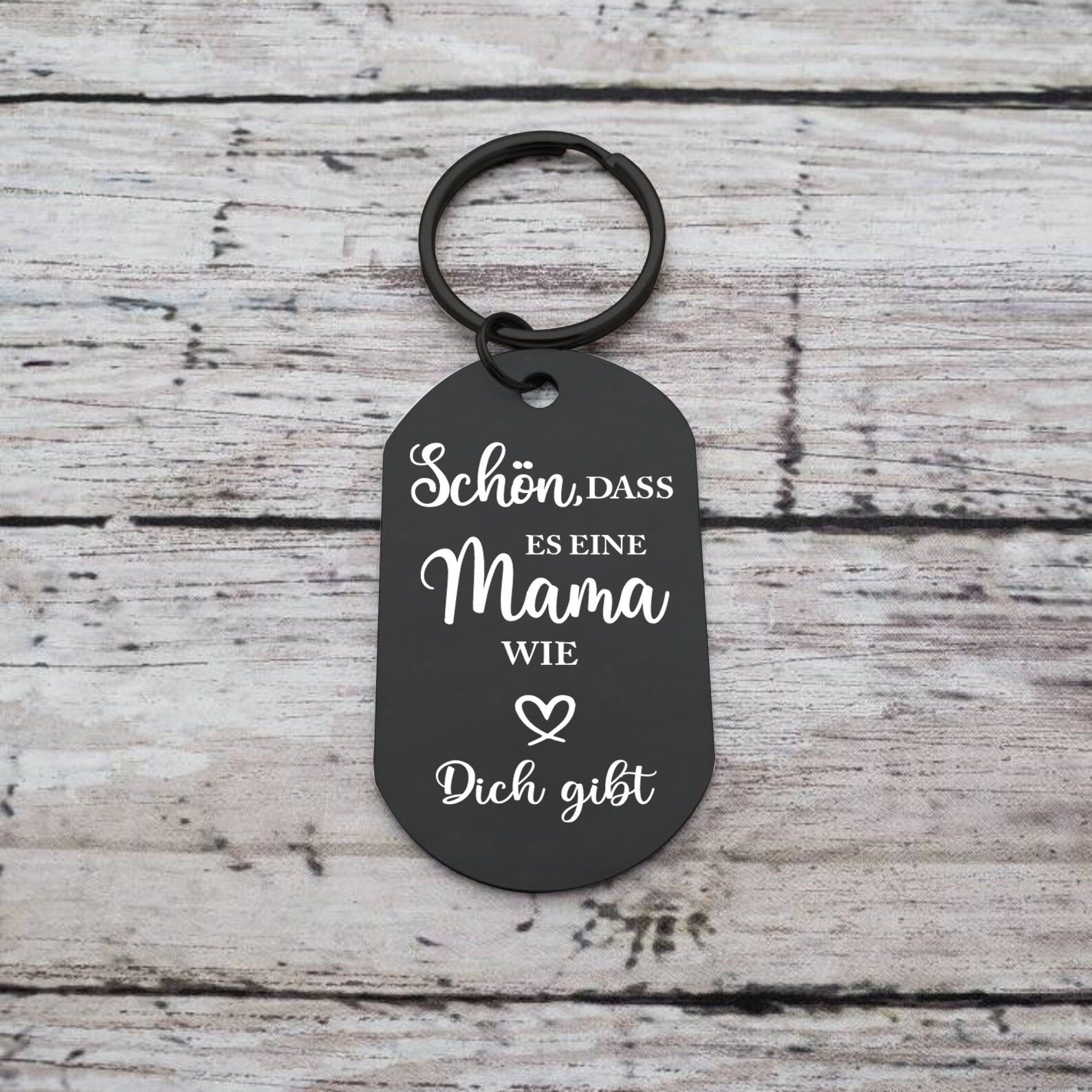 Personalisierbares Foto schwarzer Schlüsselanhänger – Schön, dass es eine Mama wie dich gibt – Geschenk für Mama Mutter