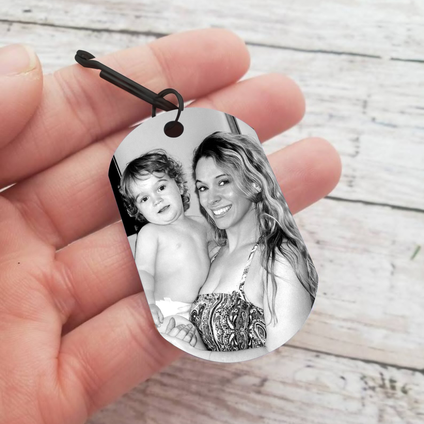 Personalisierbares Foto schwarzer Schlüsselanhänger – Schön, dass es eine Mama wie dich gibt – Geschenk für Mama Mutter