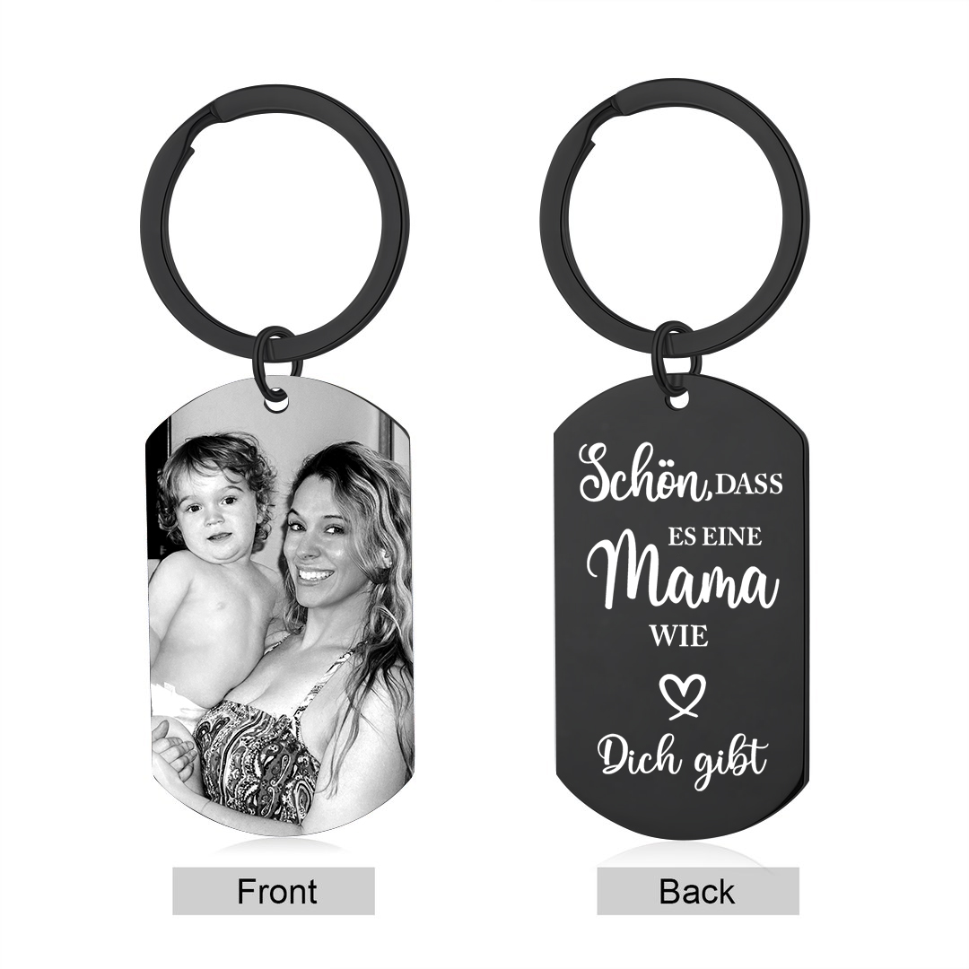 Personalisierbares Foto schwarzer Schlüsselanhänger – Schön, dass es eine Mama wie dich gibt – Geschenk für Mama Mutter