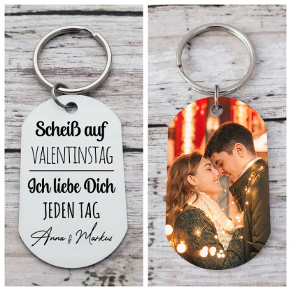 Personalisierbares Foto & Text Paar Schlüsselanhänger – Scheib auf Valentinstag Ich liebe Dich jeden Tag – Geschenk für Paare