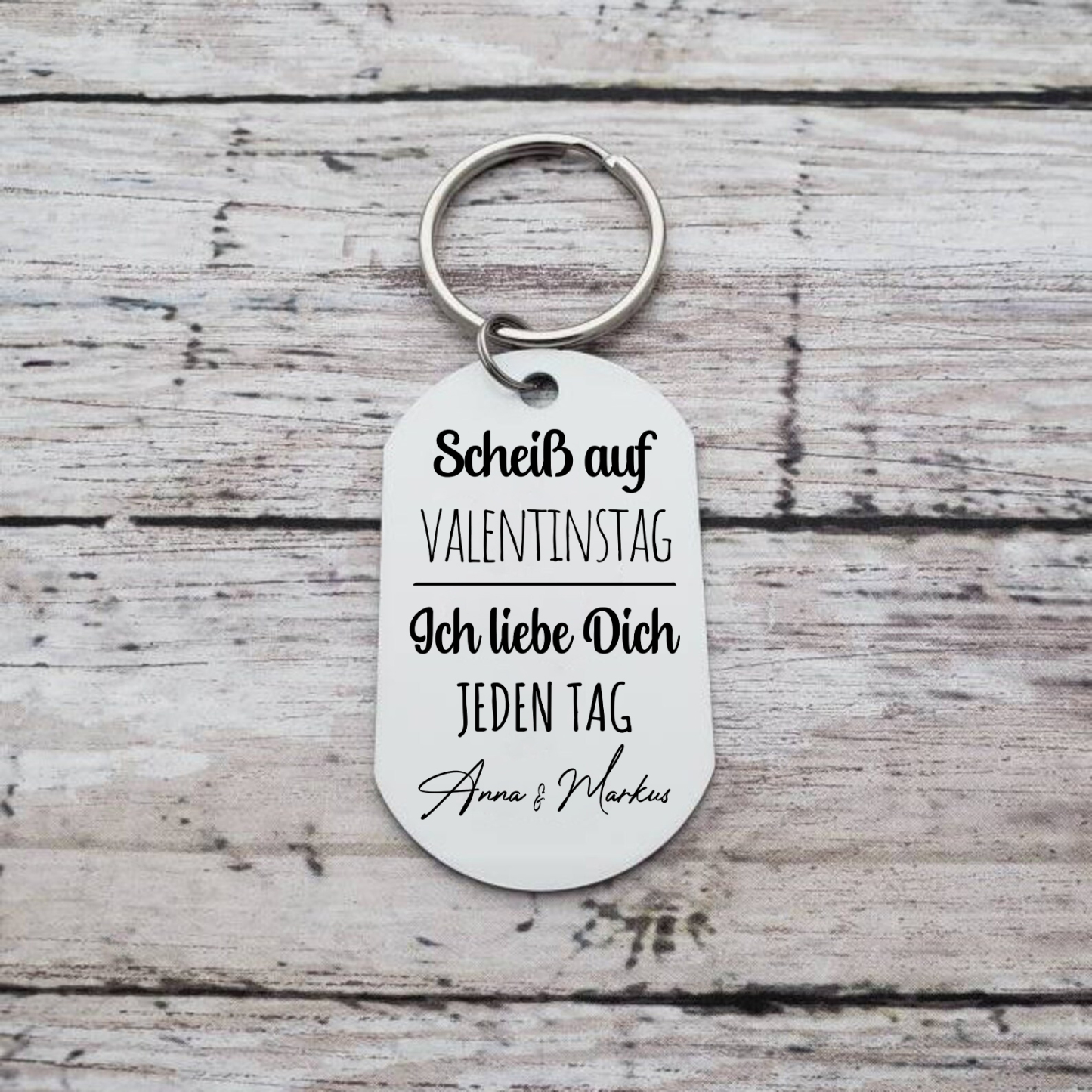 Personalisierbares Foto & Text Paar Schlüsselanhänger – Scheib auf Valentinstag Ich liebe Dich jeden Tag – Geschenk für Paare
