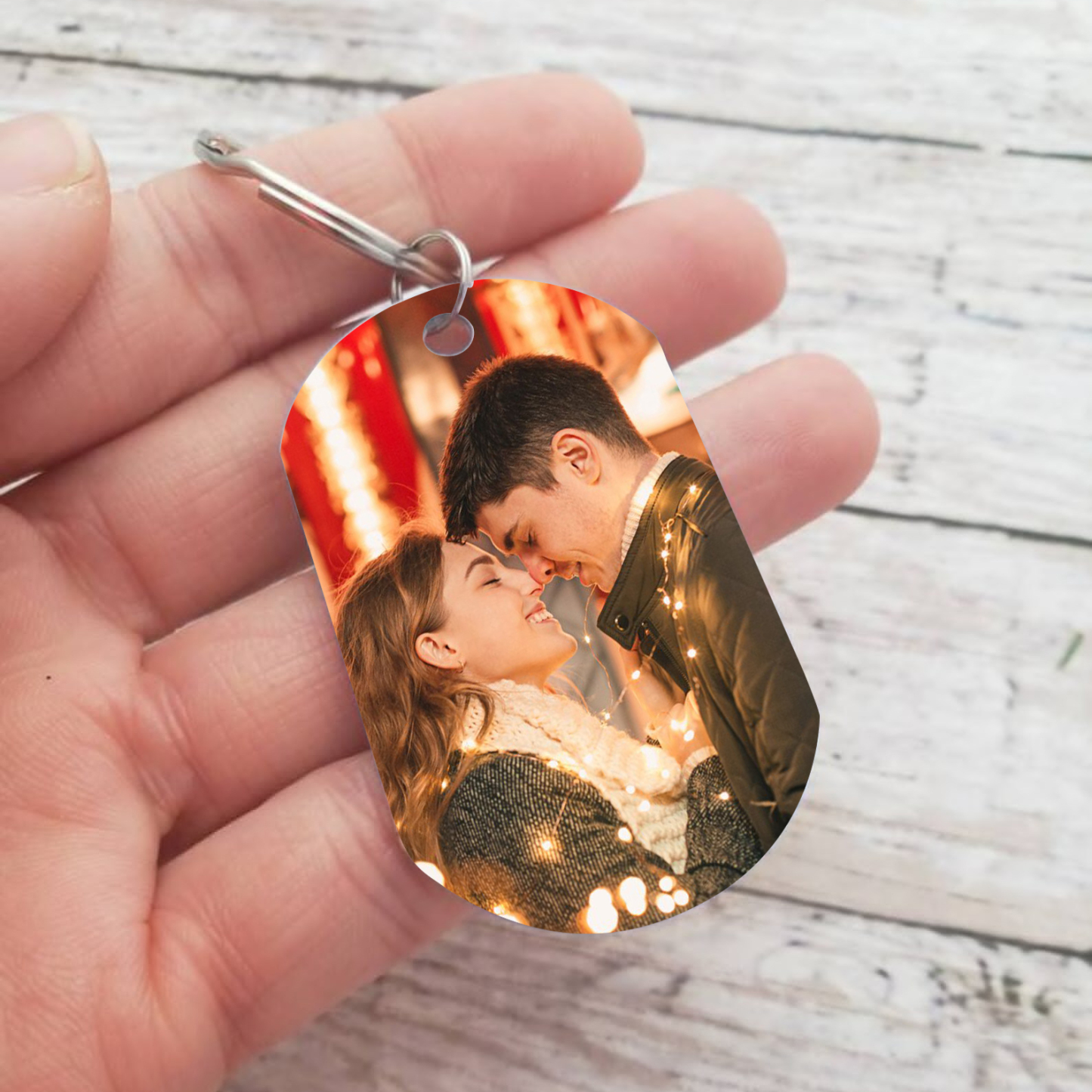 Personalisierbares Foto & Text Paar Schlüsselanhänger – Scheib auf Valentinstag Ich liebe Dich jeden Tag – Geschenk für Paare