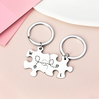 Personalisierte 2 Buchstaben Schlüsselanhänger Geschenk für Partner Paar in Fernbeziehung