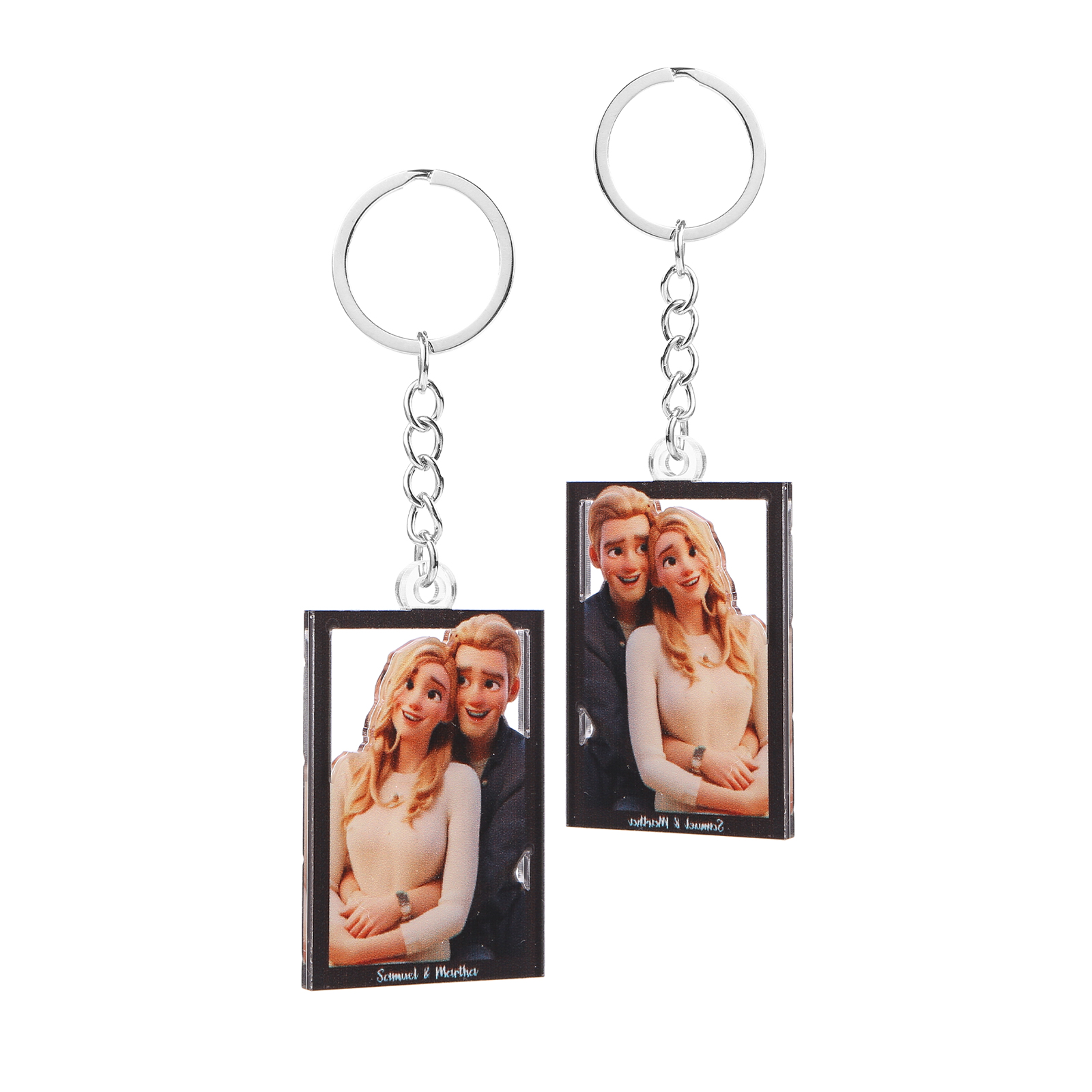 Personalisierter mit 1 Foto & 2 Namen Schlüsselanhänger für Paar - Einzigartiges Geschenk für besondere Momente