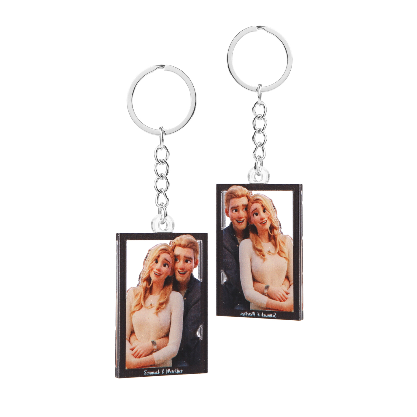 Personalisierter mit 1 Foto & 2 Namen Schlüsselanhänger für Paar - Einzigartiges Geschenk für besondere Momente