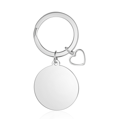 Personalisiertes Foto runder Metall-Schlüsselanhänger mit Herz – Eines Tages wirst Du jemanden treffen, der Dir das Gefühl geben wird, angekommen zu sein – Geschenk für Paar