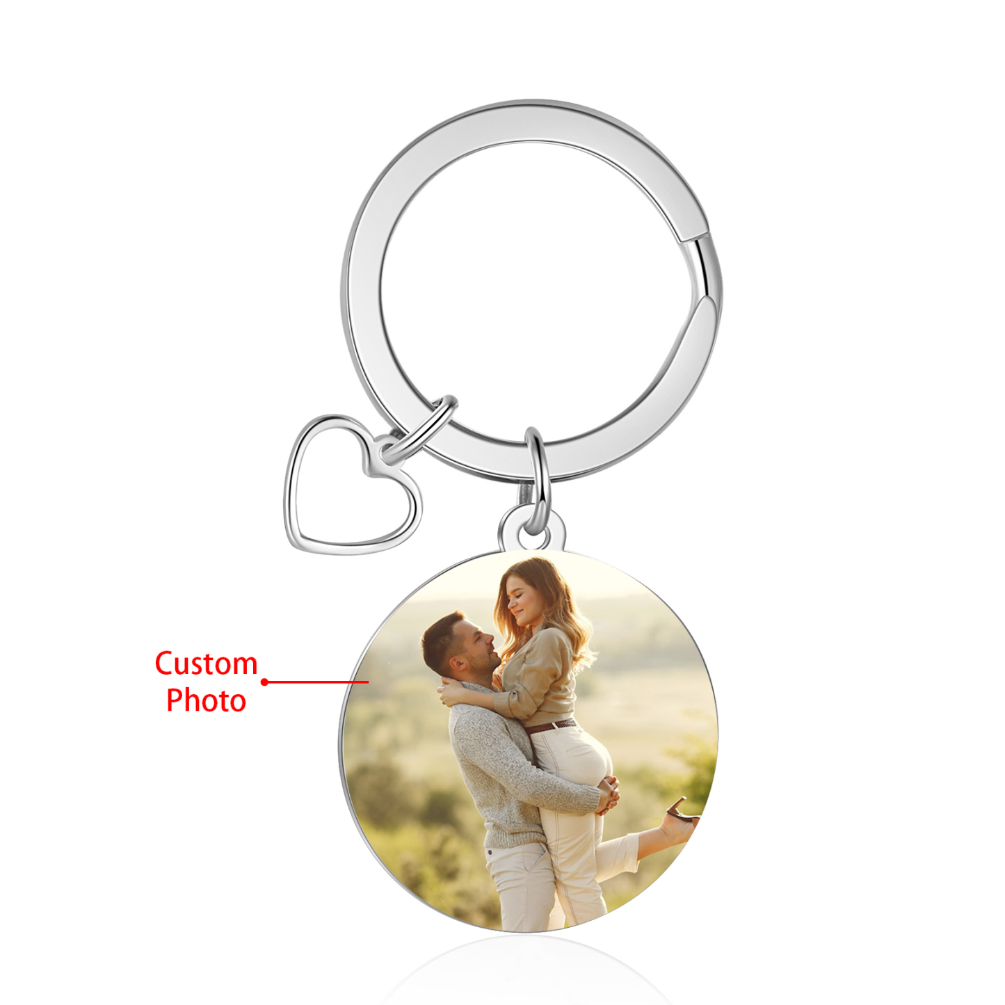 Personalisiertes Foto runder Metall-Schlüsselanhänger mit Herzanhänger – Ich möchte in allem die Letzte sein – Geschenk für Paar