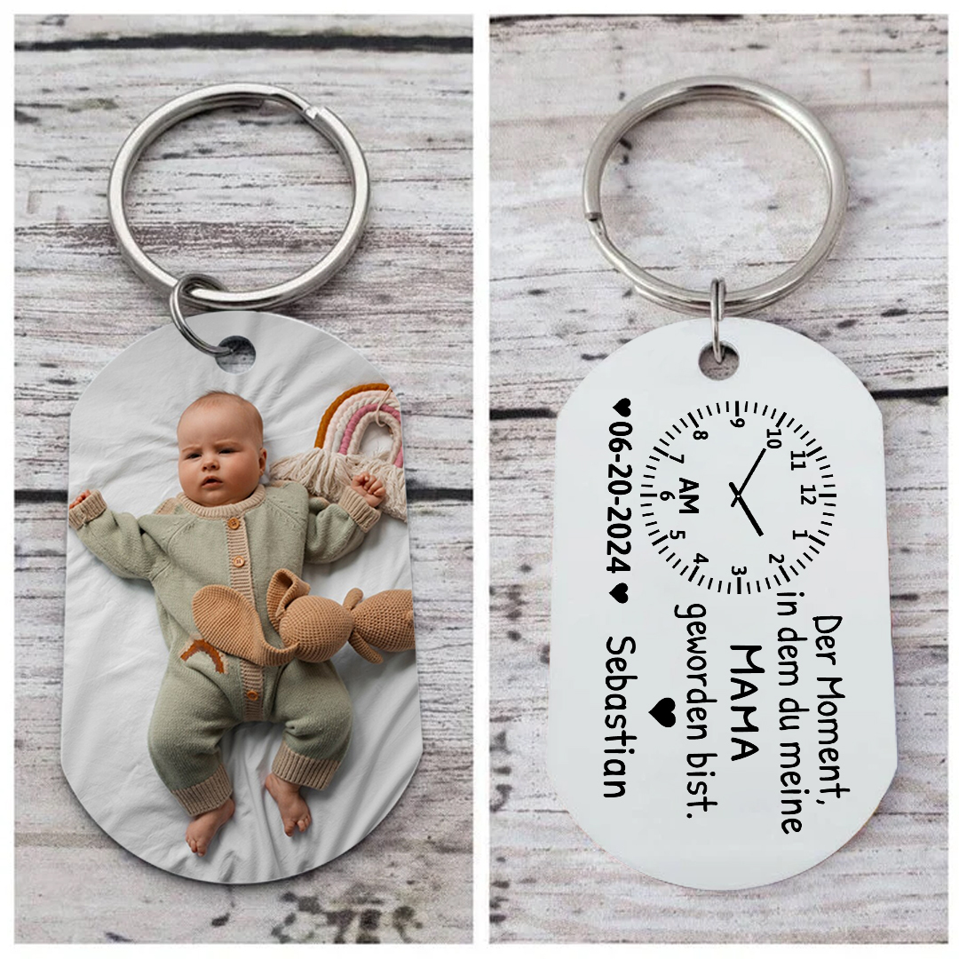 Personalisierte Namen & Datum & Uhr & Foto Schlüsselanhänger für Mama