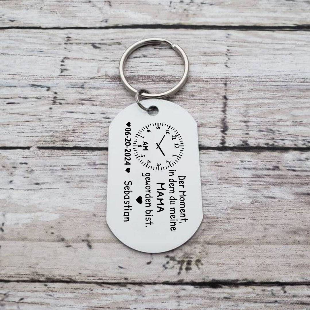 Personalisierte Namen & Datum & Uhr & Foto Schlüsselanhänger für Mama