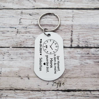 Personalisierte Namen & Datum & Uhr & Foto Schlüsselanhänger für Mama